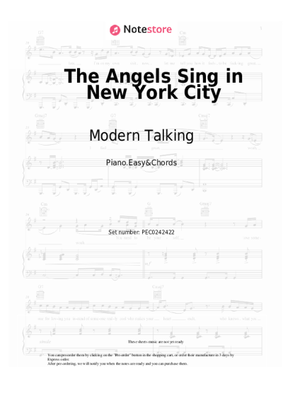 Sheet music, chords Modern Talking - The Angels Sing in New York City