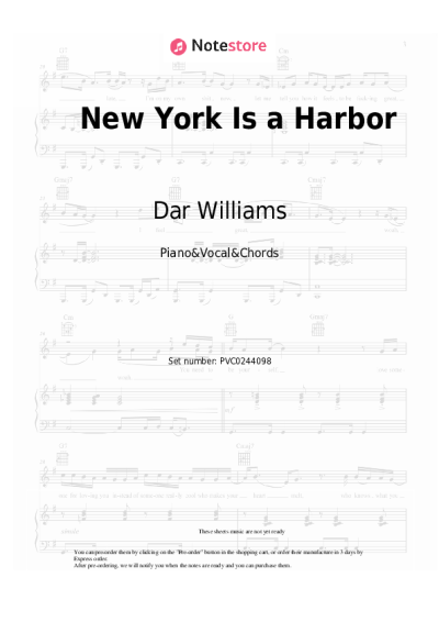 Sheet music, chords Dar Williams - New York Is a Harbor