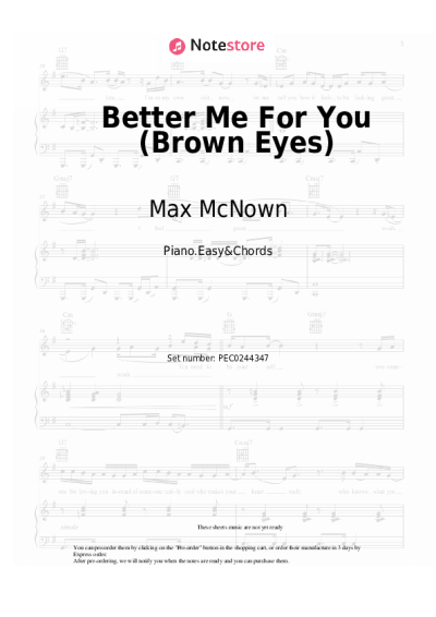 Sheet music, chords Max McNown - Better Me For You (Brown Eyes)