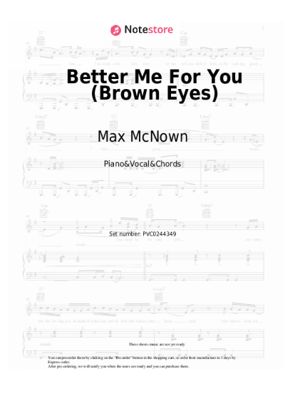 Sheet music, chords Max McNown - Better Me For You (Brown Eyes)