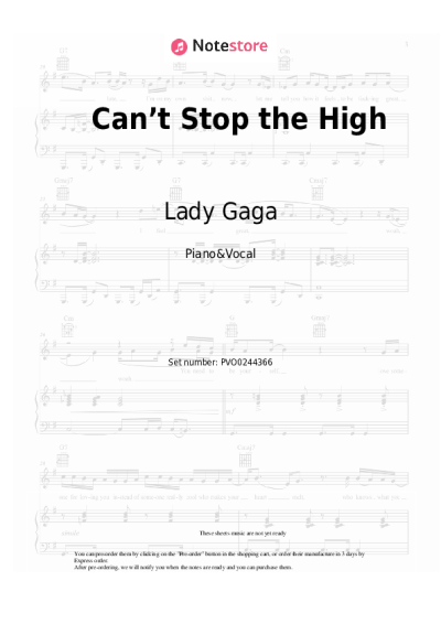 Sheet music, chords Lady Gaga - Can’t Stop the High