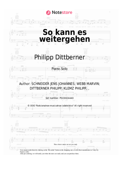 Sheet music, chords Philipp Dittberner, Marv - So kann es weitergehen