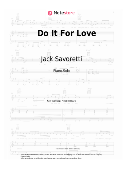 Sheet music, chords Jack Savoretti - Do It For Love