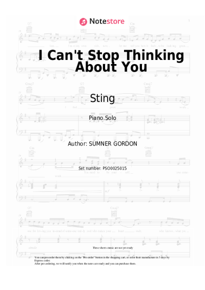 Sheet music, chords Sting - I Can't Stop Thinking About You
