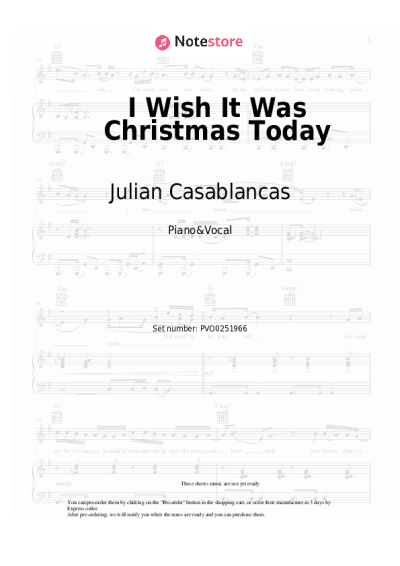 Sheet music, chords Julian Casablancas - I Wish It Was Christmas Today