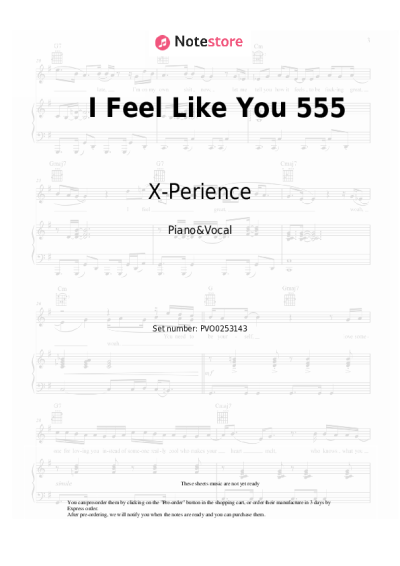 Sheet music, chords X-Perience - I Feel Like You 555