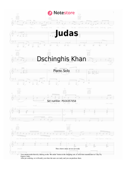Sheet music, chords Dschinghis Khan - Judas