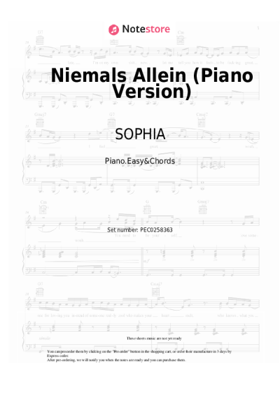 undefined SOPHIA - Niemals Allein (Piano Version)