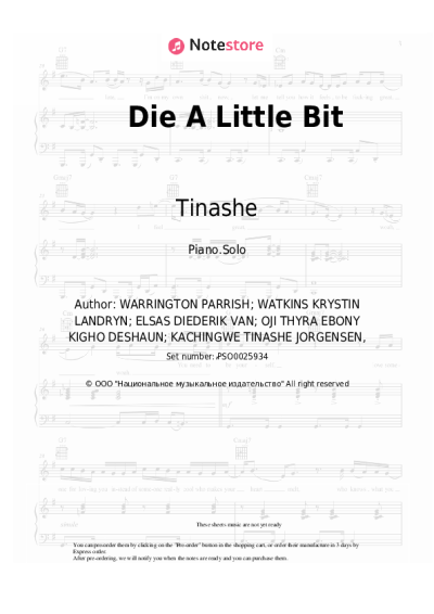 Sheet music, chords Tinashe, Ms Banks - Die A Little Bit