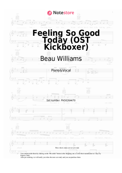 Sheet music, chords Beau Williams - Feeling So Good Today (OST Kickboxer)