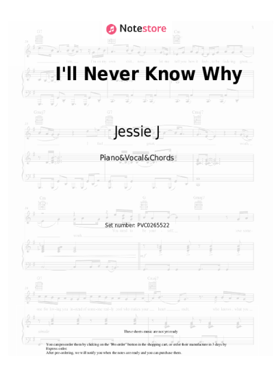 Sheet music, chords Jessie J - I'll Never Know Why