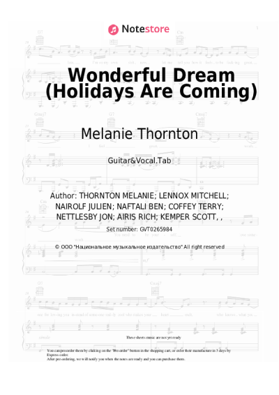 Sheet music, chords Melanie Thornton - Wonderful Dream (Holidays Are Coming)