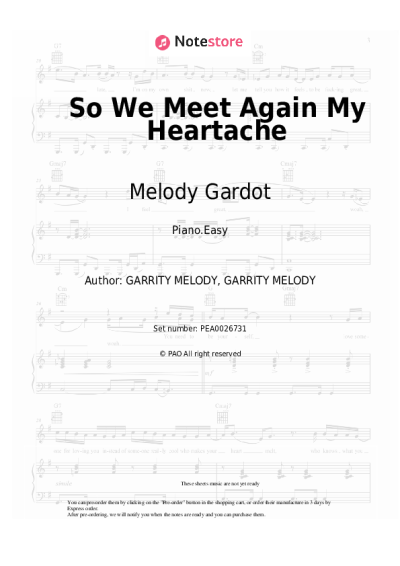 Sheet music, chords Melody Gardot - So We Meet Again My Heartache