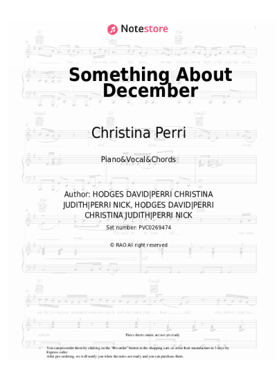 Sheet music, chords Christina Perri - Something About December
