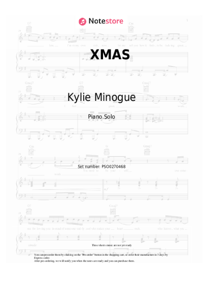 Sheet music, chords Kylie Minogue - XMAS