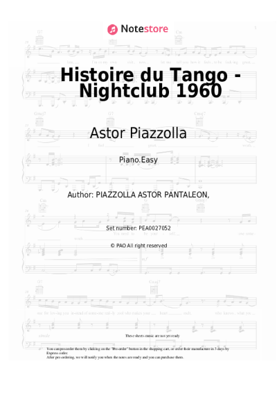 Sheet music, chords Astor Piazzolla - Histoire du Tango - Nightclub 1960