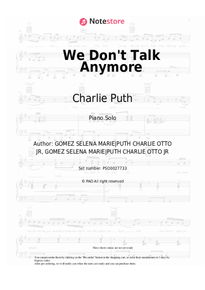 undefined Charlie Puth, Selena Gomez - We Don't Talk Anymore