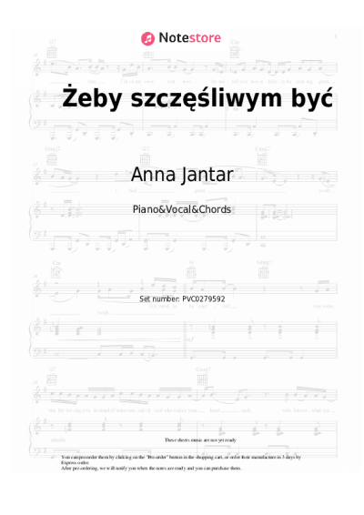 Sheet music, chords  Anna Jantar - Żeby szczęśliwym być 
