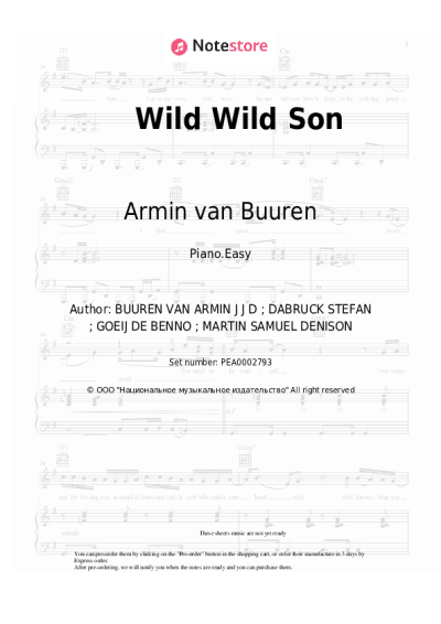 Sheet music, chords Armin van Buuren, Sam Martin - Wild Wild Son