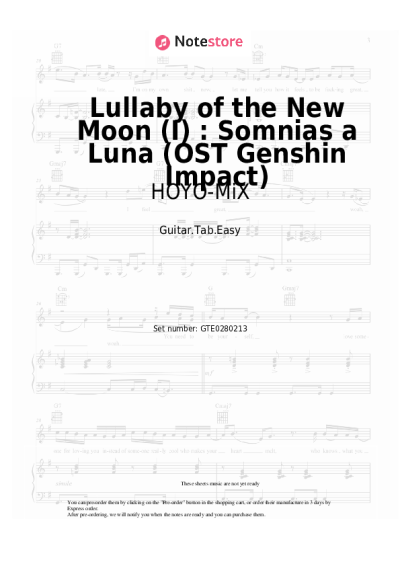 Sheet music, chords HOYO-MiX - Lullaby of the New Moon (I) : Somnias a Luna (OST Genshin Impact)