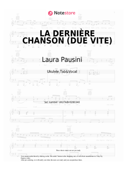 Sheet music, chords Laura Pausini, Julien Lieb - LA DERNIÈRE CHANSON (DUE VITE)