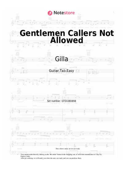 Sheet music, chords Gilla, Bobby Farrell - Gentlemen Callers Not Allowed