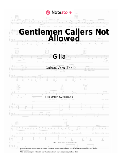 Sheet music, chords Gilla, Bobby Farrell - Gentlemen Callers Not Allowed