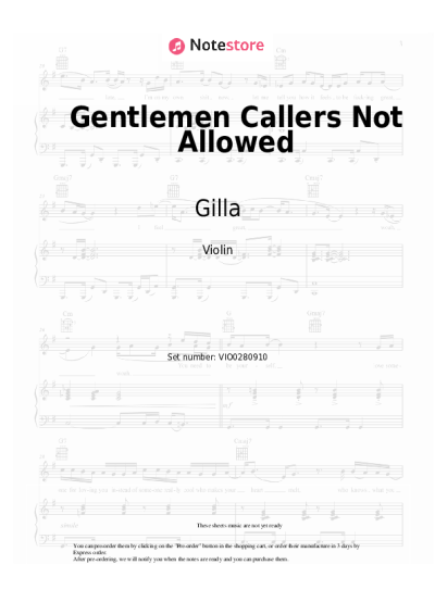 Sheet music, chords Gilla, Bobby Farrell - Gentlemen Callers Not Allowed