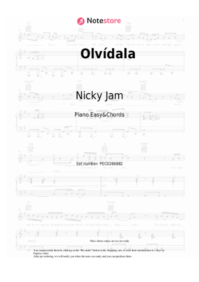 Sheet music, chords Nicky Jam - Olvídala