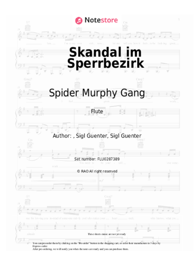 Sheet music, chords Spider Murphy Gang - Skandal im Sperrbezirk