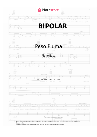 Sheet music, chords Peso Pluma, Jasiel Nuñez, Junior H - BIPOLAR