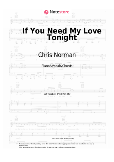 Sheet music, chords Chris Norman - If You Need My Love Tonight