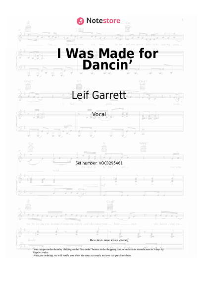 Sheet music, chords Leif Garrett - I Was Made for Dancin’