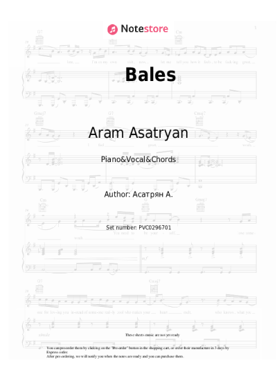 Sheet music, chords Aram Asatryan - Bales