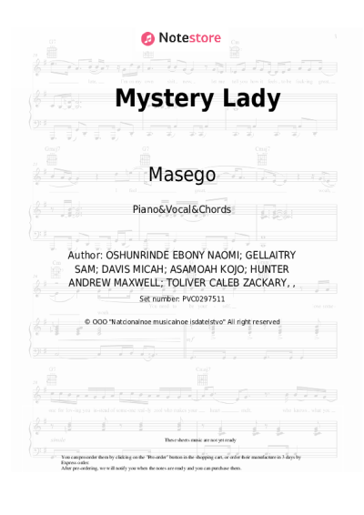 Sheet music, chords Masego, Don Toliver - Mystery Lady