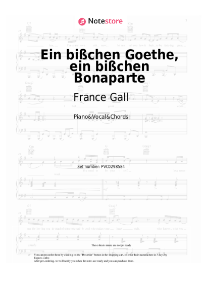 Sheet music, chords France Gall - Ein bißchen Goethe, ein bißchen Bonaparte