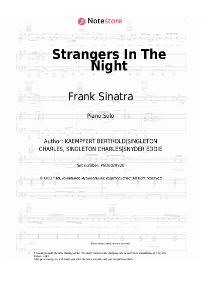 Sheet music, chords Frank Sinatra - Strangers In The Night
