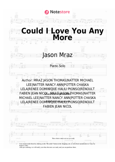 Sheet music, chords Jason Mraz, Renee Dominique - Could I Love You Any More