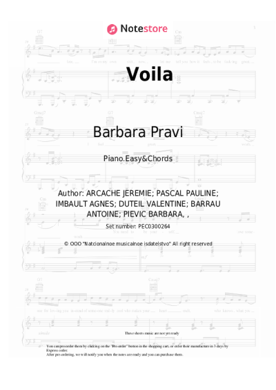 Sheet music, chords Barbara Pravi - Voila