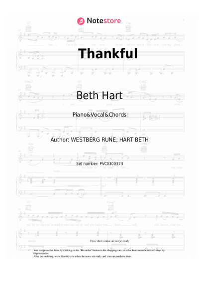 Sheet music, chords Beth Hart - Thankful