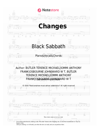 Sheet music, chords Black Sabbath - Changes