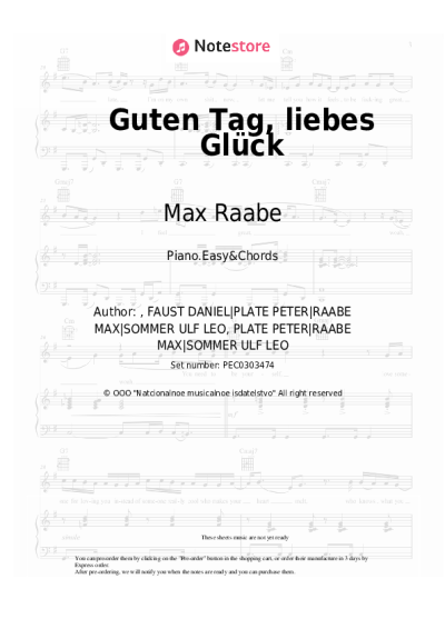 Sheet music, chords Max Raabe, Palast Orchester, LEA - Guten Tag, liebes Glück