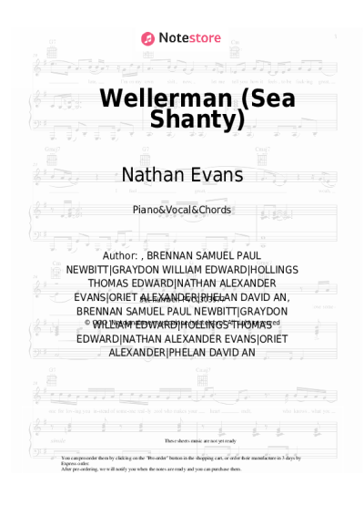 Sheet music, chords Nathan Evans - Wellerman (Sea Shanty)