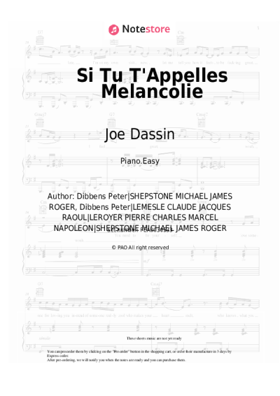 undefined Joe Dassin - Si Tu T'Appelles Melancolie