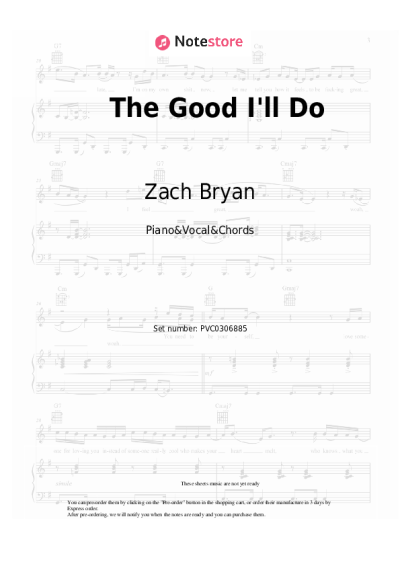 Sheet music, chords Zach Bryan - The Good I'll Do