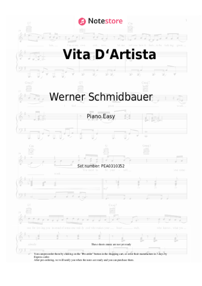 Sheet music, chords Werner Schmidbauer, Pippo Pollina, Martin Kälberer - Vita D‘Artista