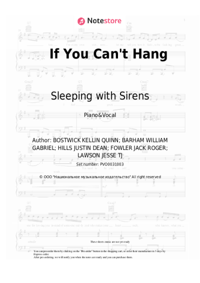 Sheet music, chords Sleeping with Sirens - If You Can't Hang