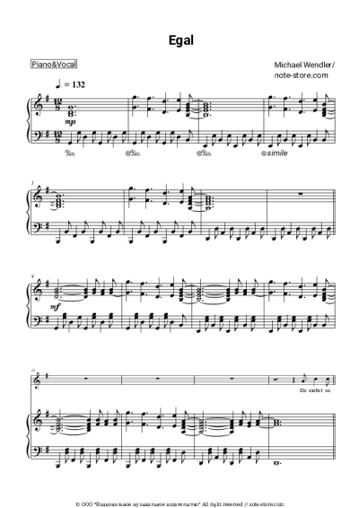 Sheet music, chords Michael Wendler - Egal