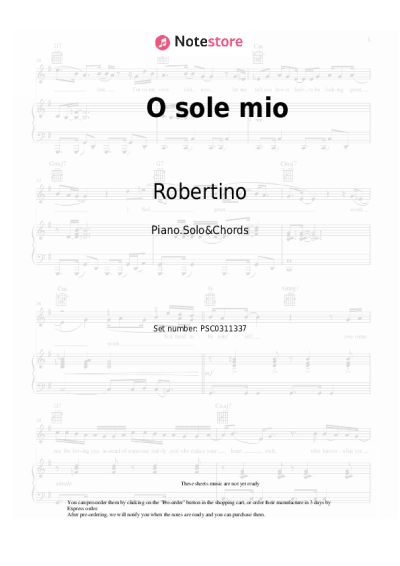 Sheet music, chords Robertino - O sole mio