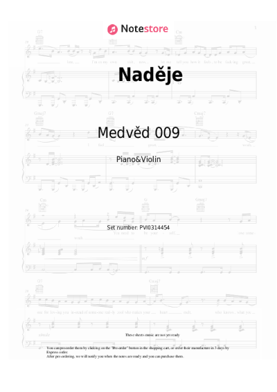 Sheet music, chords Medvěd 009 - Naděje